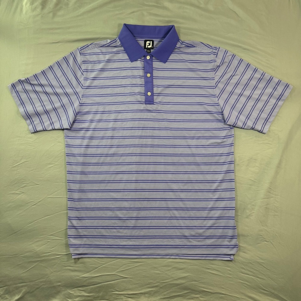 FootJoy Mens‎ XL Purple Striped ProDry Performance Golf Polo Shirt Short Sleeve
